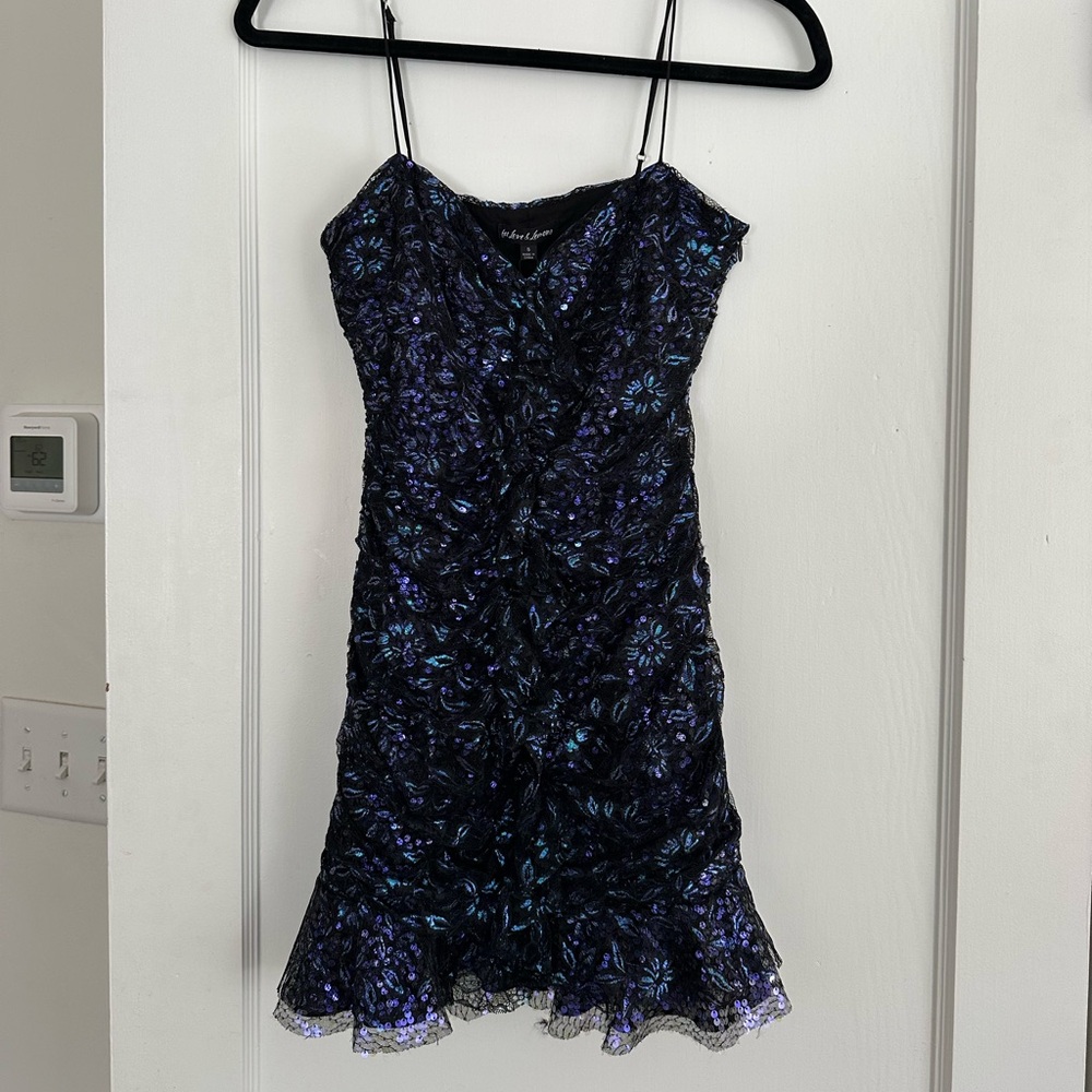 For Love And Lemons Black and Purple Lace Formal Dress